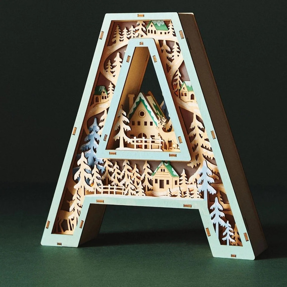 Anthropologie Monogram Wonderland Light-Up Scene Letter A - Picture 2 of 4